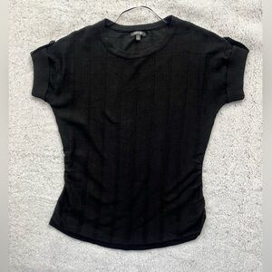 Women's Apt. 9 Black Cuffed Short Sleeve Ruched Sides Sweater Size M